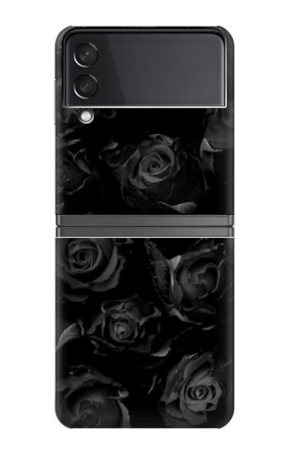 S3153 Noir Roses Etui Coque Housse pour Samsung Galaxy Z Flip 4