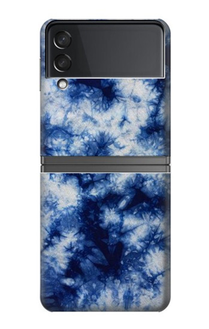 S3439 Tissu Indigo Tie Dye Etui Coque Housse pour Samsung Galaxy Z Flip 4