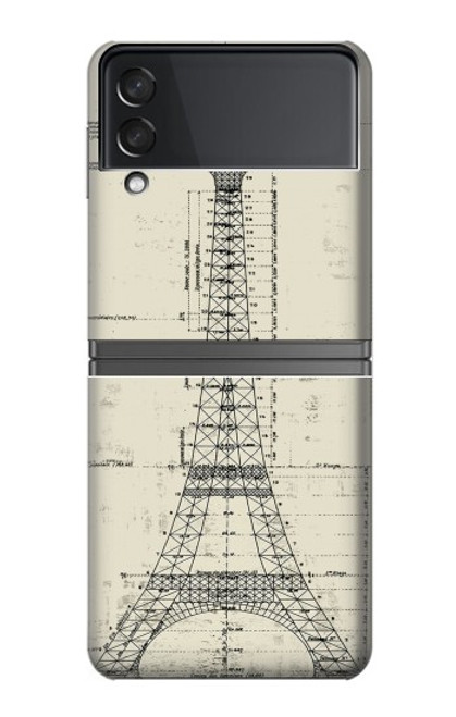 S3474 Dessin Architectural Eiffel Etui Coque Housse pour Samsung Galaxy Z Flip 4