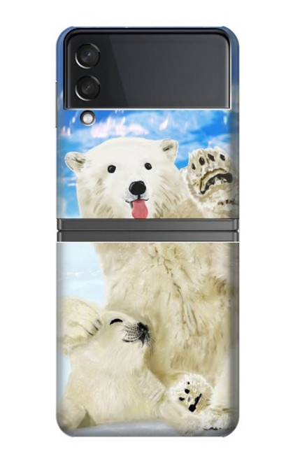 S3794 Ours polaire arctique amoureux de la peinture de phoque Etui Coque Housse pour Samsung Galaxy Z Flip 4