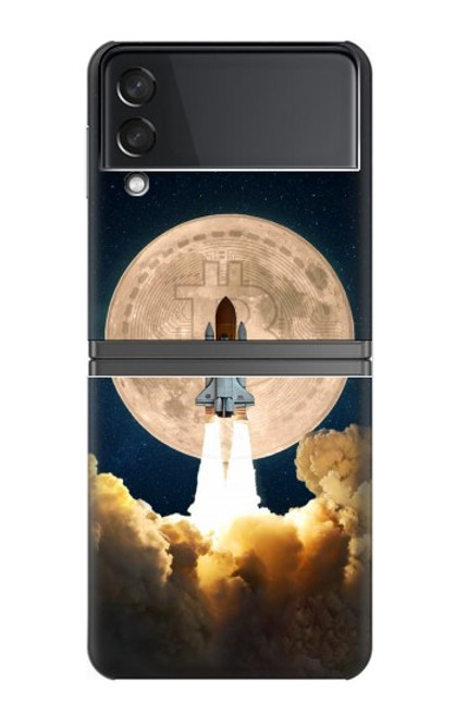 S3859 Bitcoin à la Lune Etui Coque Housse pour Samsung Galaxy Z Flip 4