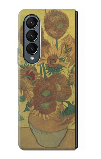 S0214 Van Gogh quinze tournesols Etui Coque Housse pour Samsung Galaxy Z Fold 4