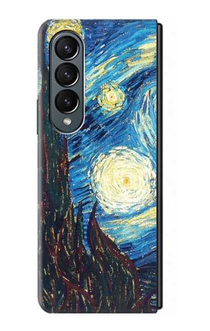 S0582 Van Gogh Starry Nights Etui Coque Housse pour Samsung Galaxy Z Fold 4