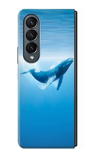 S0843 Baleine bleue Etui Coque Housse pour Samsung Galaxy Z Fold 4