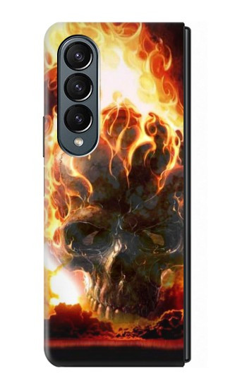 S0863 De feu crâne Etui Coque Housse pour Samsung Galaxy Z Fold 4