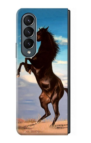 S0934 Sauvage Black Horse Etui Coque Housse pour Samsung Galaxy Z Fold 4