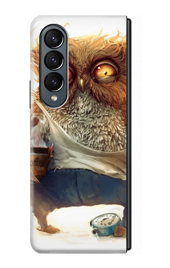 S1133 Réveillez-vous Chouette Etui Coque Housse pour Samsung Galaxy Z Fold 4