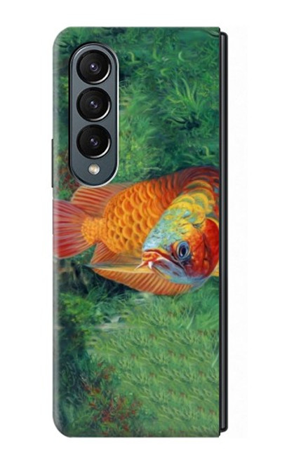 S1157 Rouge Arowana Poisson Etui Coque Housse pour Samsung Galaxy Z Fold 4