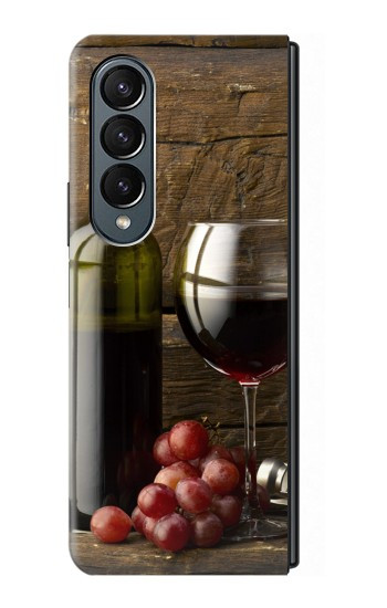 S1316 Raisins Bouteille et un verre de vin rouge Etui Coque Housse pour Samsung Galaxy Z Fold 4