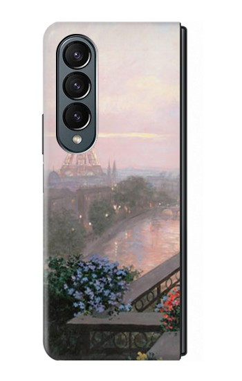 S1443 Terrasse à Paris Eifel Etui Coque Housse pour Samsung Galaxy Z Fold 4