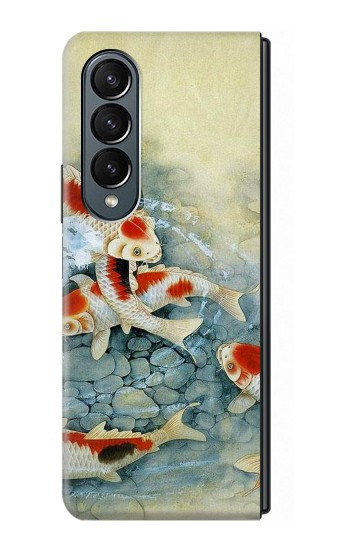 S1654 Carpe Koï poisson Peinture Art Etui Coque Housse pour Samsung Galaxy Z Fold 4