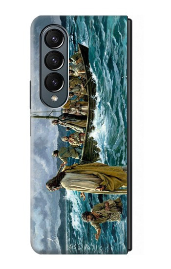 S1722 Jésus marcher sur la mer Etui Coque Housse pour Samsung Galaxy Z Fold 4