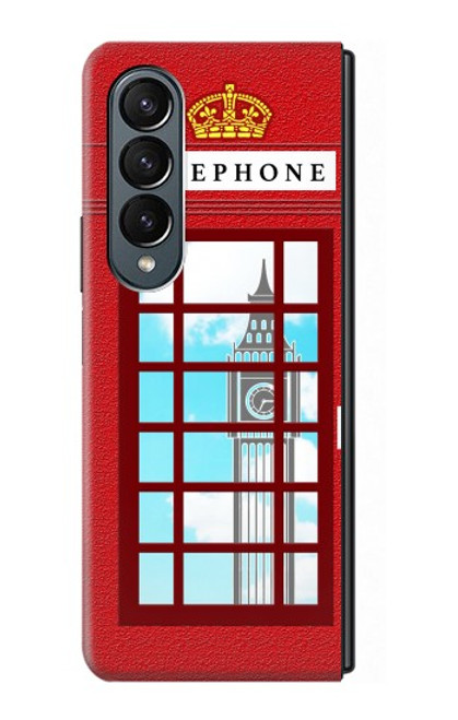S2059 Angleterre britannique Cabine téléphonique Minimaliste Etui Coque Housse pour Samsung Galaxy Z Fold 4