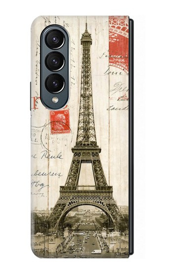 S2108 Tour Eiffel de Paris Carte postale Etui Coque Housse pour Samsung Galaxy Z Fold 4