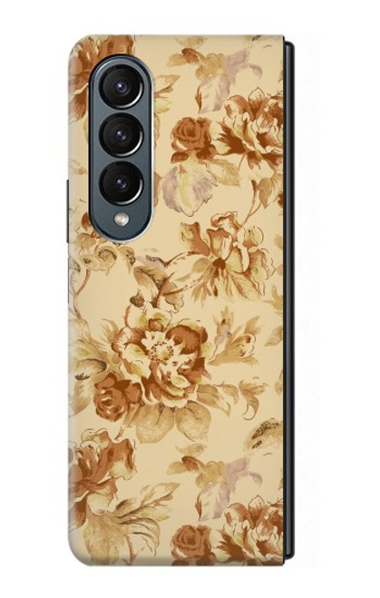 S2180 Motif Fleur Floral Millésime Etui Coque Housse pour Samsung Galaxy Z Fold 4