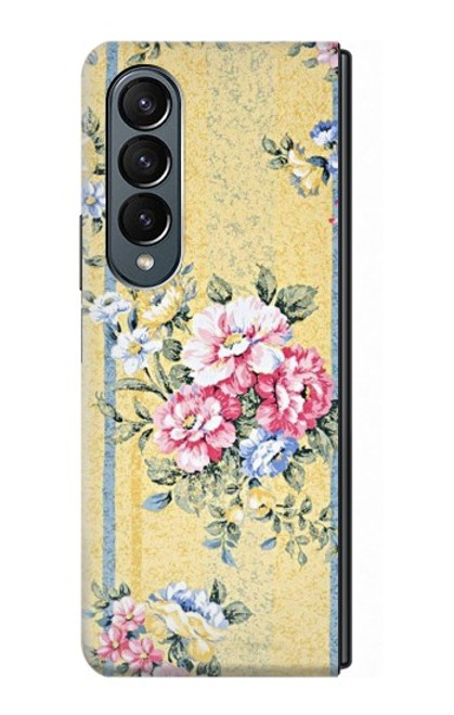 S2229 Fleurs millésimé Etui Coque Housse pour Samsung Galaxy Z Fold 4