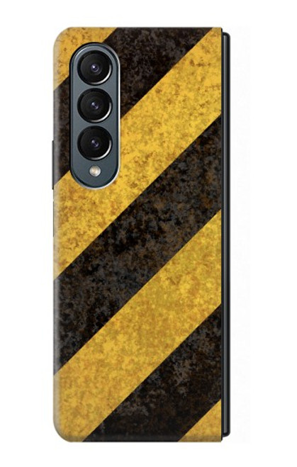 S2231 Noir et Jaune Ligne de risque rayé Etui Coque Housse pour Samsung Galaxy Z Fold 4
