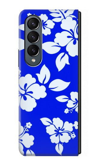 S2244 Motif Hawai Hibiscus Bleu Etui Coque Housse pour Samsung Galaxy Z Fold 4