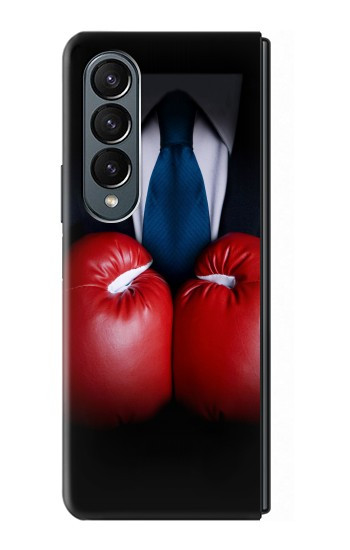 S2261 Homme d'affaires Noir Costume avec des gants de boxe Etui Coque Housse pour Samsung Galaxy Z Fold 4