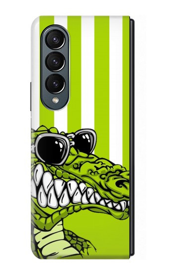S2323 Crocodile vert drôle d'alligator Etui Coque Housse pour Samsung Galaxy Z Fold 4