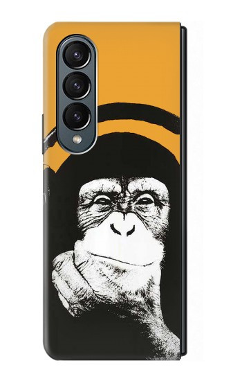 S2324 Singe drôle avec casque Pop Musique Etui Coque Housse pour Samsung Galaxy Z Fold 4