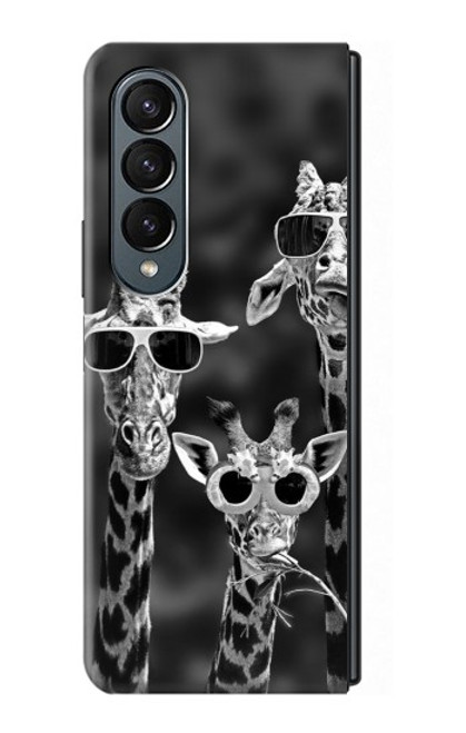 S2327 Girafes avec lunettes de soleil Etui Coque Housse pour Samsung Galaxy Z Fold 4