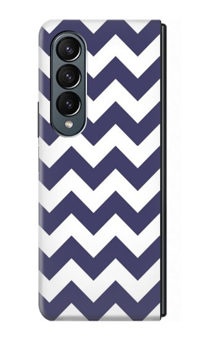 S2345 Marine Bleu Shavron Zig zag Etui Coque Housse pour Samsung Galaxy Z Fold 4