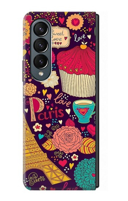 S2353 Paris Dessin Motif de Millésime Etui Coque Housse pour Samsung Galaxy Z Fold 4