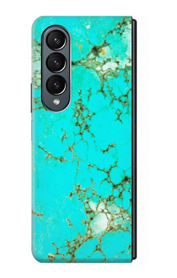 S2377 Turquoise Texture Motif imprimé Gemme Etui Coque Housse pour Samsung Galaxy Z Fold 4