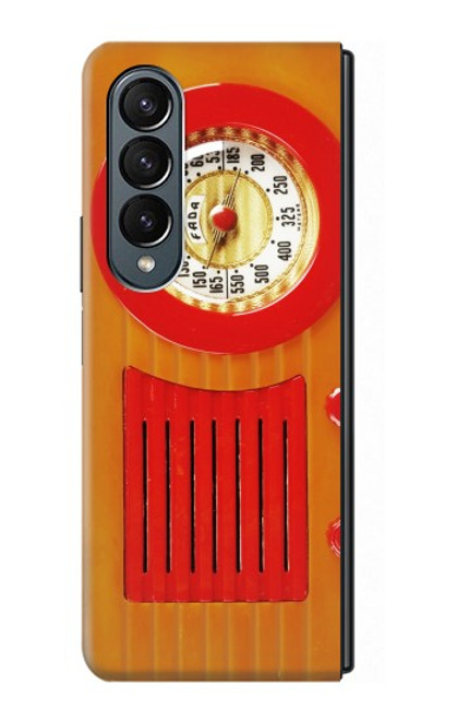 S2780 Radio bakélite orange millésimé Etui Coque Housse pour Samsung Galaxy Z Fold 4