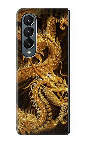 S2804 Dragon d'or imprimé chinois Etui Coque Housse pour Samsung Galaxy Z Fold 4