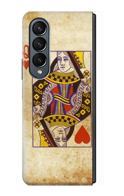 S2833 Poker Carte Coeurs Reine Etui Coque Housse pour Samsung Galaxy Z Fold 4