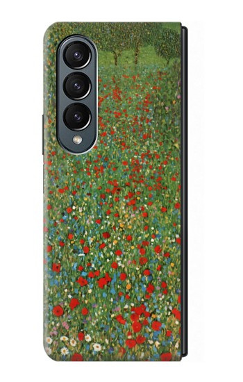 S2872 Gustav Klimt Champ de Coquelicots Etui Coque Housse pour Samsung Galaxy Z Fold 4