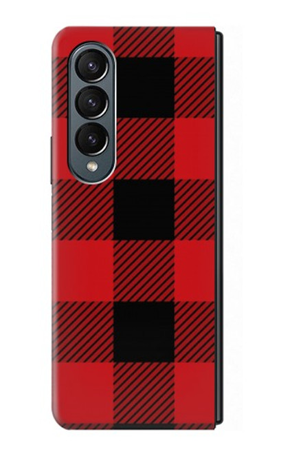S2931 Rouge Buffle motif de vérification Etui Coque Housse pour Samsung Galaxy Z Fold 4