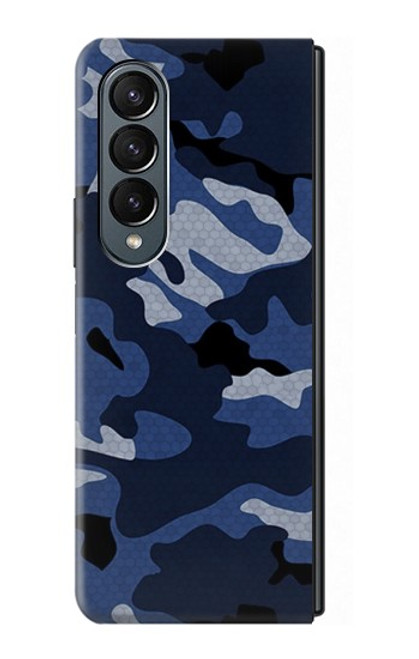 S2959 Marine Bleu Camo camouflage Etui Coque Housse pour Samsung Galaxy Z Fold 4
