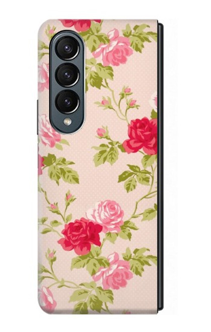S3037 Jolie Flora Rose Cottage Etui Coque Housse pour Samsung Galaxy Z Fold 4