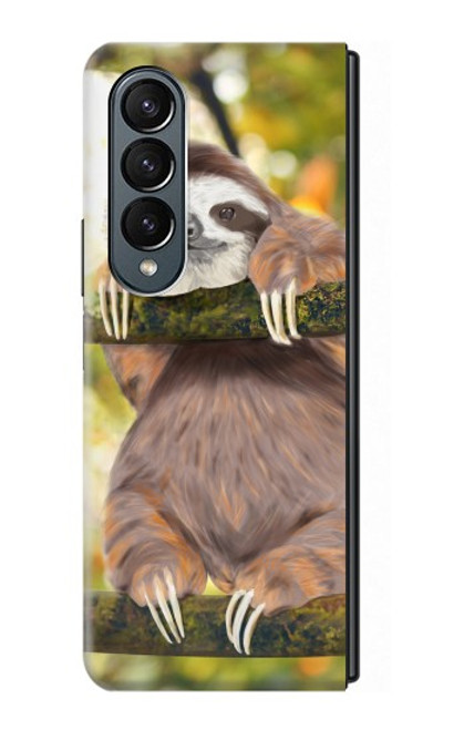 S3138 Peinture mignon bébé Sloth Etui Coque Housse pour Samsung Galaxy Z Fold 4