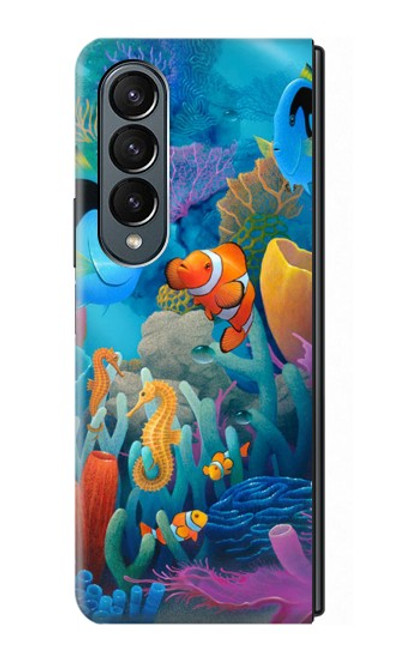 S3227 Monde sous-marin Dessin animé Etui Coque Housse pour Samsung Galaxy Z Fold 4