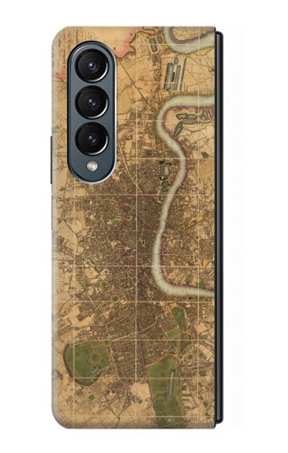 S3230 Carte de Londres millésimé Etui Coque Housse pour Samsung Galaxy Z Fold 4