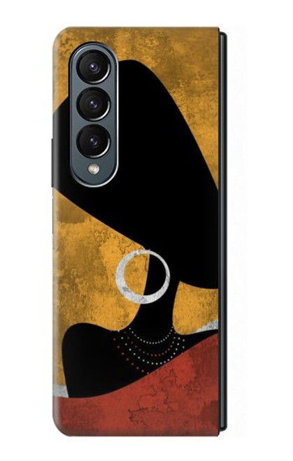 S3453 Africaine Reine Néfertiti Silhouette Etui Coque Housse pour Samsung Galaxy Z Fold 4