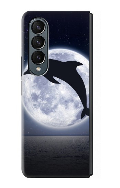 S3510 Dauphin Lune Nuit Etui Coque Housse pour Samsung Galaxy Z Fold 4