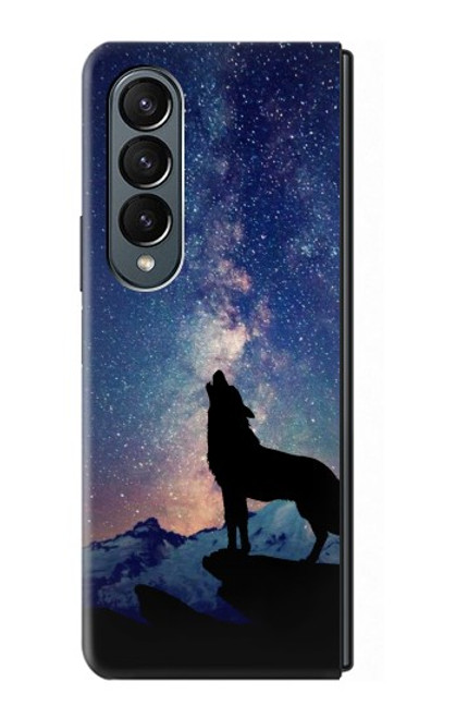 S3555 Loup Hurlant Million étoiles Etui Coque Housse pour Samsung Galaxy Z Fold 4