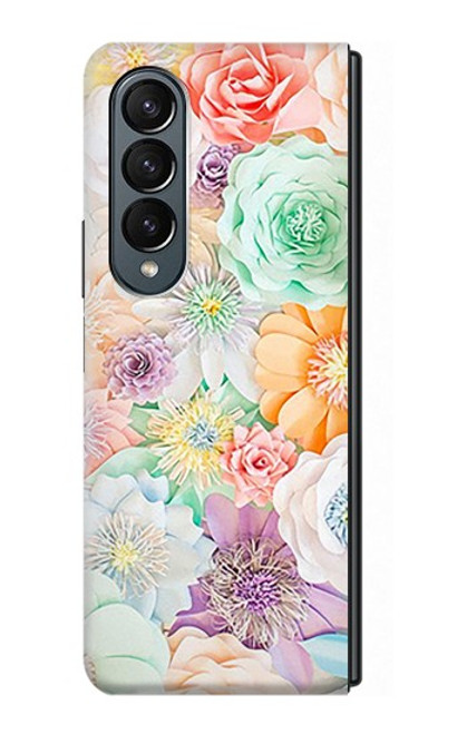 S3705 Fleur florale pastel Etui Coque Housse pour Samsung Galaxy Z Fold 4