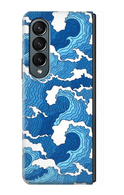 S3901 Vagues esthétiques de l'océan de tempête Etui Coque Housse pour Samsung Galaxy Z Fold 4