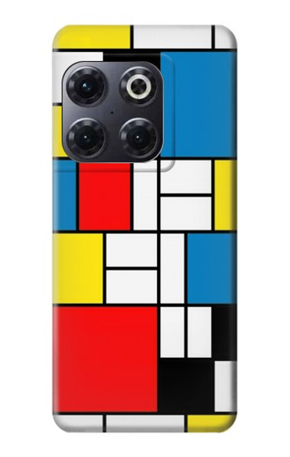 S3814 Composition de dessin au trait Piet Mondrian Etui Coque Housse pour OnePlus 10T