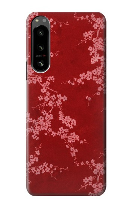 S3817 Motif de fleurs de cerisier floral rouge Etui Coque Housse pour Sony Xperia 5 IV