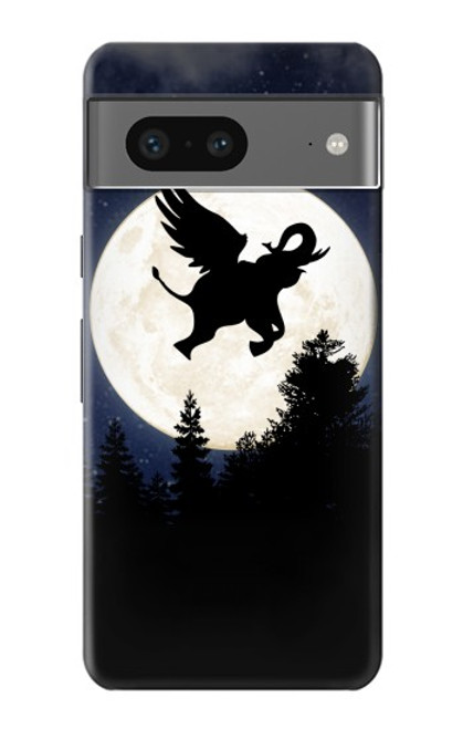 S3323 Voler l'Eléphant Nuit de pleine lune Etui Coque Housse pour Google Pixel 7