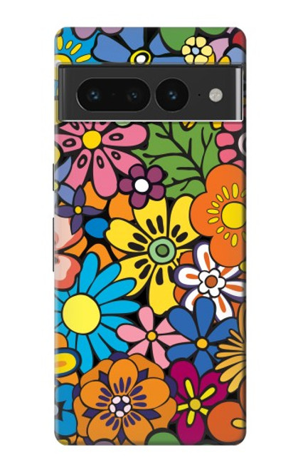 S3281 Motif coloré Hippie Fleurs Etui Coque Housse pour Google Pixel 7 Pro