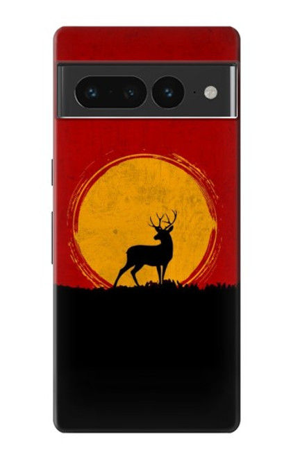 S3513 Coucher de soleil de Deer Etui Coque Housse pour Google Pixel 7 Pro
