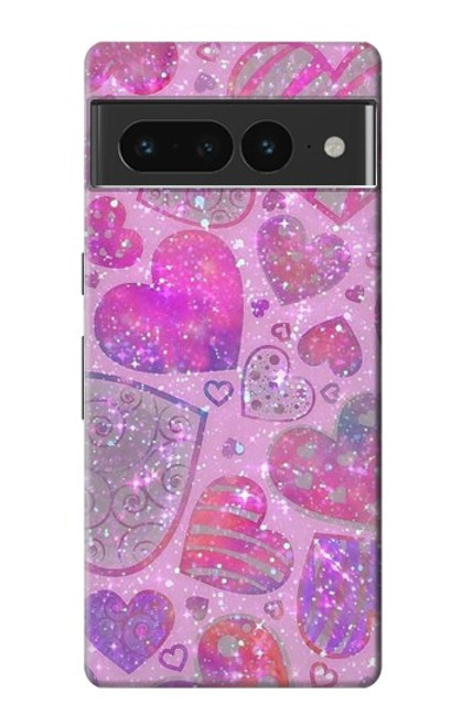 S3710 Coeur d'amour rose Etui Coque Housse pour Google Pixel 7 Pro